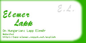 elemer lapp business card